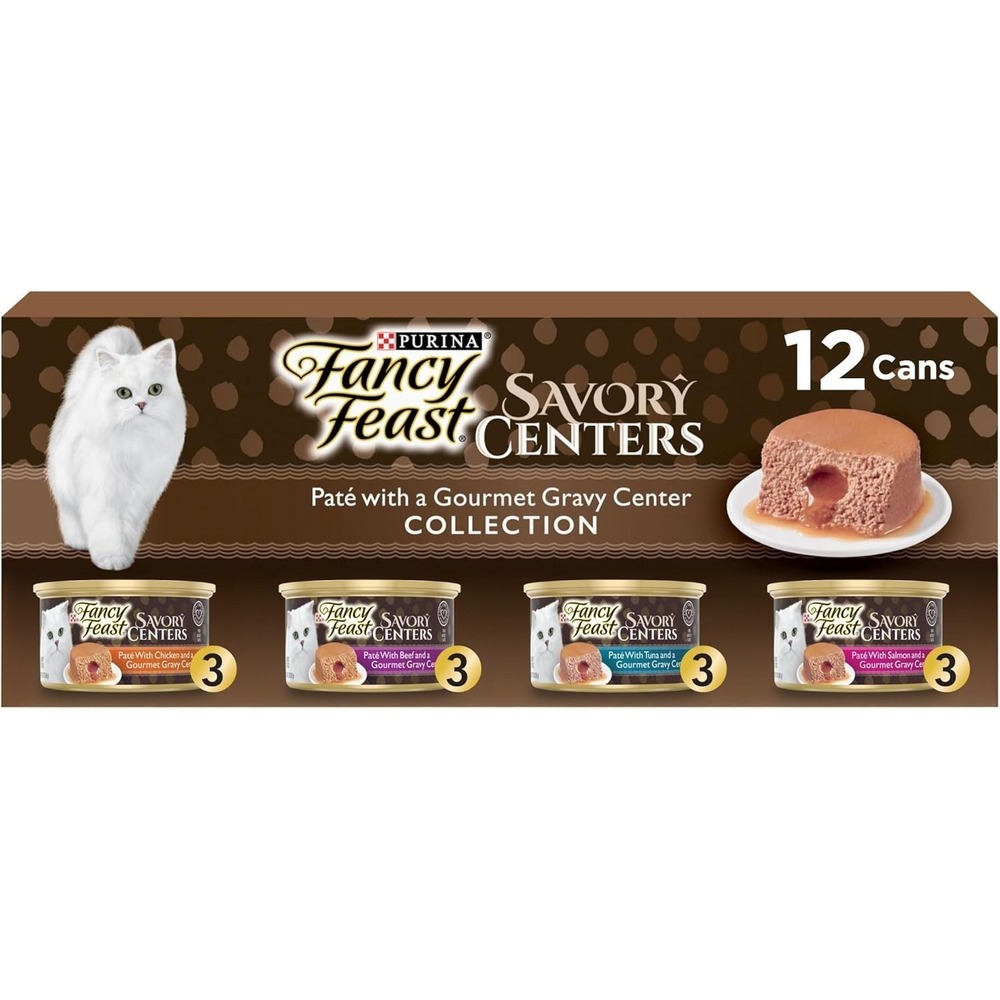 Fancy Feast Savory Centers Pâté — 3oz x12 Cans, Gravy Center, New